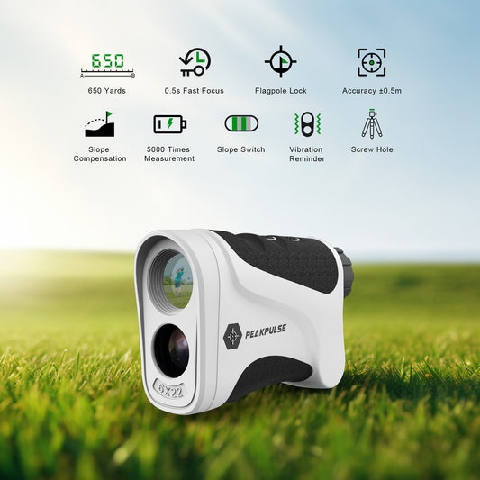 Golf Rangefinder 650 Yards Range Finder Golfing Laser Distance Measurement 6X Magnification 0.5 Yard Accuracy Flag Pole Locking Vibration Fast Focus System Tournament Legal