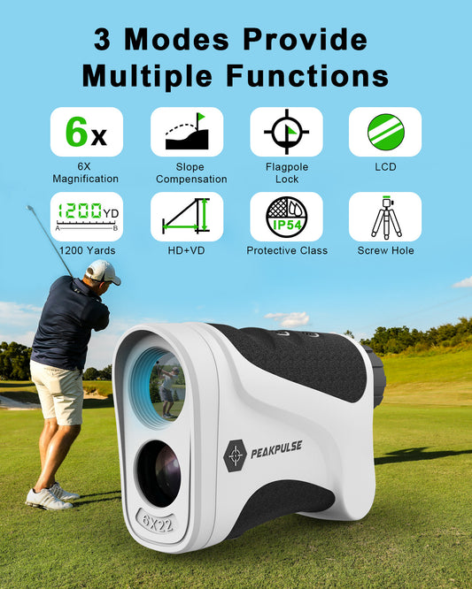 Golf Rangefinder 1200 Yards Range Finder Golfing Laser Distance Measurement 6X Magnification 0.5 Yard Accuracy Flag Pole Locking Vibration Fast Focus System Tournament Legal
